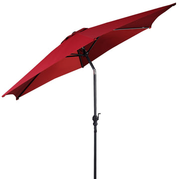 9 ft. Outdoor Patio Umbrella with Crank and Push Button Tilt in Burgundy