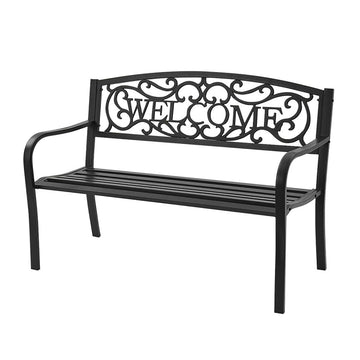 Black Garden Metal Bench with Elegant Bronze Finish and Durable Metal Frame