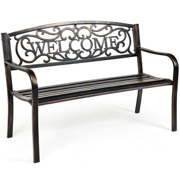 Bronze Garden Metal Bench with Elegant Bronze Finish and Durable Metal Frame