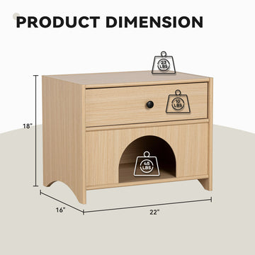 Storage Cabinet with Drawer Pet Friendly Side Table with Open Shelf Mid Century Natural Finish