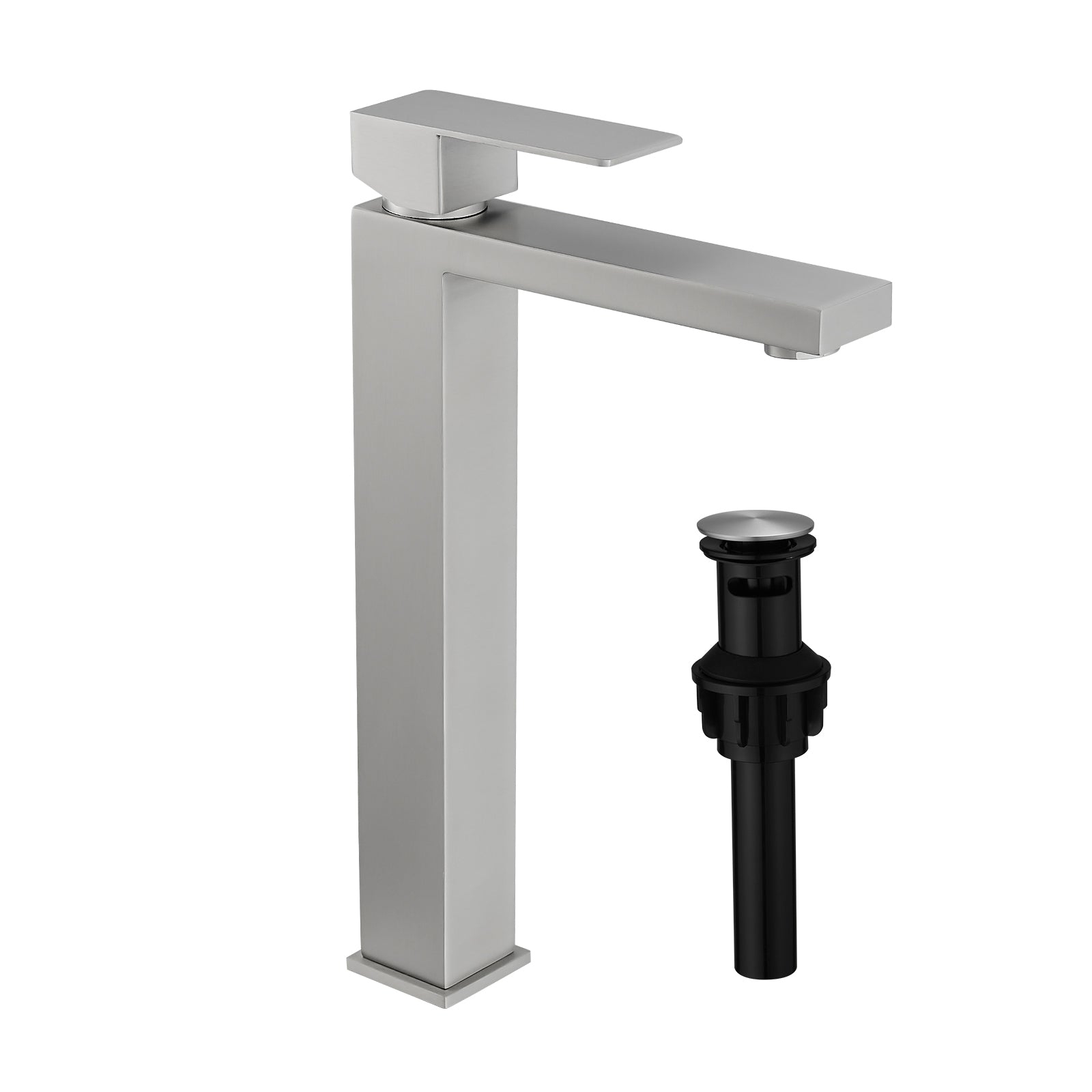 Single Handle Single Hole Bathroom Faucet Stainless Steel Vessel Faucet with Pop up Drain