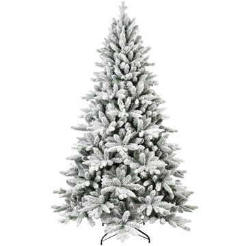 5 ft. Snow Flocked Christmas Tree PE PVC Hinged 768 Tips with Metal Stand Full Artificial Holiday Decoration