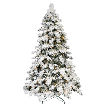 5 ft. Flocked Scarecrow Shaped Christmas Tree Pre Lit with 200 Warm White LED Lights PVC Memory Wire 375 Tips Hinged Power Pole with Metal Base