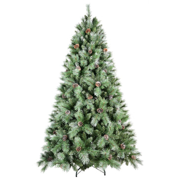 5 ft. Christmas Tree with 51 Pine Cones 694 PVC Hard Needle Tips Hinged with Metal Stand Full Holiday Decoration