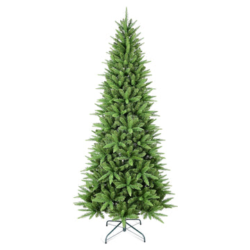 4 ft. Slim Christmas Tree with 424 Tips PE PVC Hinged Branches Stable Metal Stand for Small Spaces