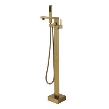 Freestanding-Bathtub-Faucet-Tub-Filler-Free-Standing-Floor-Mount-Brass-Bathroom-Tub-Faucets-with-2-Function-Hand-Shower-Wand-Swivel-Brushed-Gold