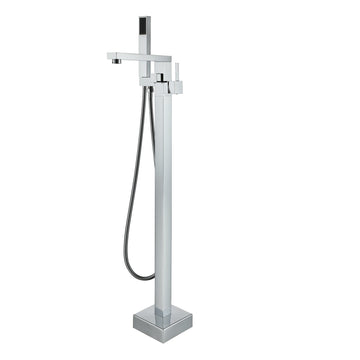Single-Handle Freestanding Tub Faucet with Hand Shower and Water Supply Lines in. Polished Chrome