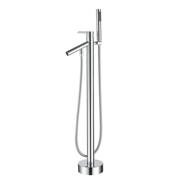 Single Handle Floor Mount Freestanding Tub Faucet Tub Filler Faucet with Hand Shower in Chrome