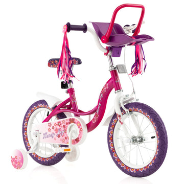 14 Inch Kids Bike with Doll Seat and Removable Training Wheels for 3-7 Years Old