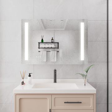 Bathroom Medicine Cabinet with LED Mirror Lights 36x24 Inch Double Door with Defogger Surface Mount