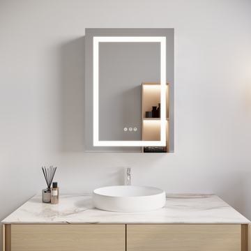 26x20 Inch Bathroom Medicine Cabinet with LED Mirror Single Door Left Open Anti Fog Waterproof