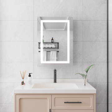 20x28 Inch Bathroom Medicine Cabinet with LED Mirror Single Door Wall Mounted Anti Fog Dimmable