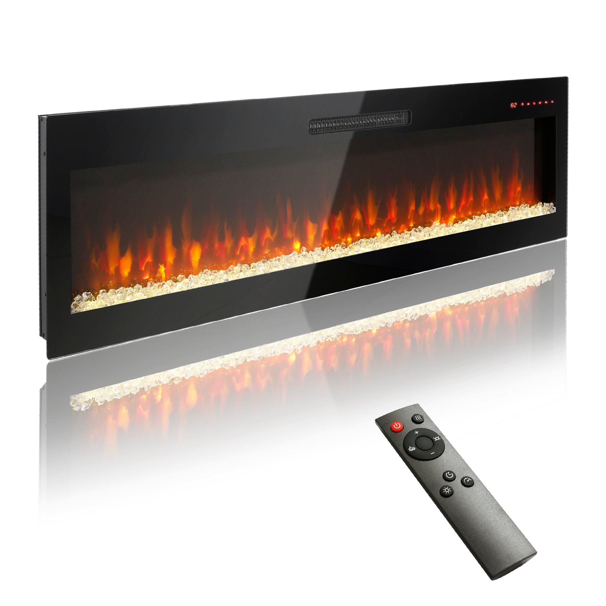 60 Inch Electric Fireplace, Recessed and Wall Mounted Fireplace