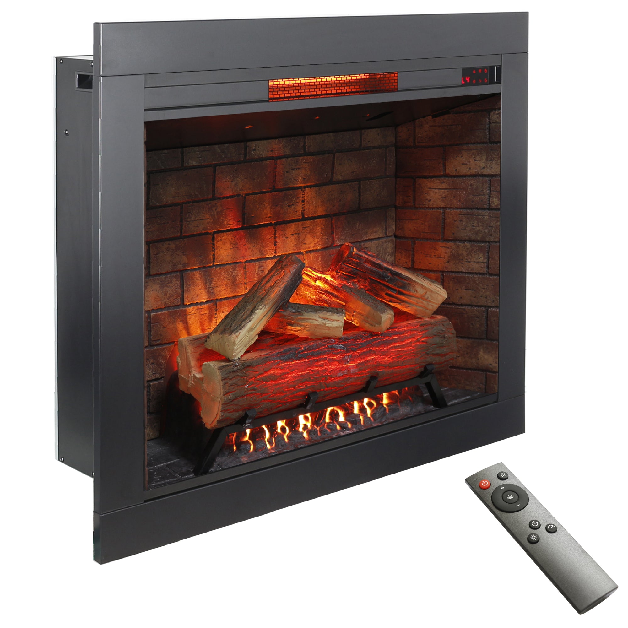 33 inch Infrared Electric Fireplace with Removable Trim kit Insert, Touch Panel Home Decor Heater, Smokeless Firebox With Fire Crackling Sound