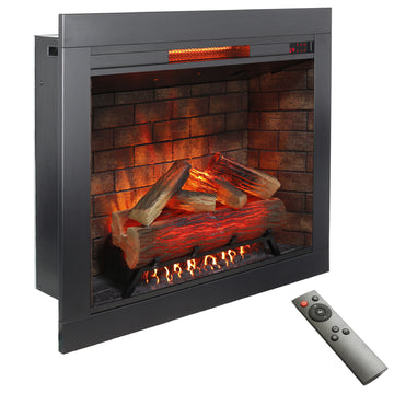 33 inch Infrared Electric Fireplace with Removable Trim kit Insert, Touch Panel Home Decor Heater, Smokeless Firebox With Fire Crackling Sound