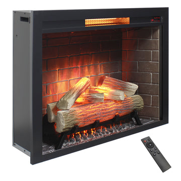 33 inch Infrared Electric Fireplace Insert, Touch Panel Home Decor Heater,Smokeless Firebox .With fixed Trim Kit .With Crackling Sound