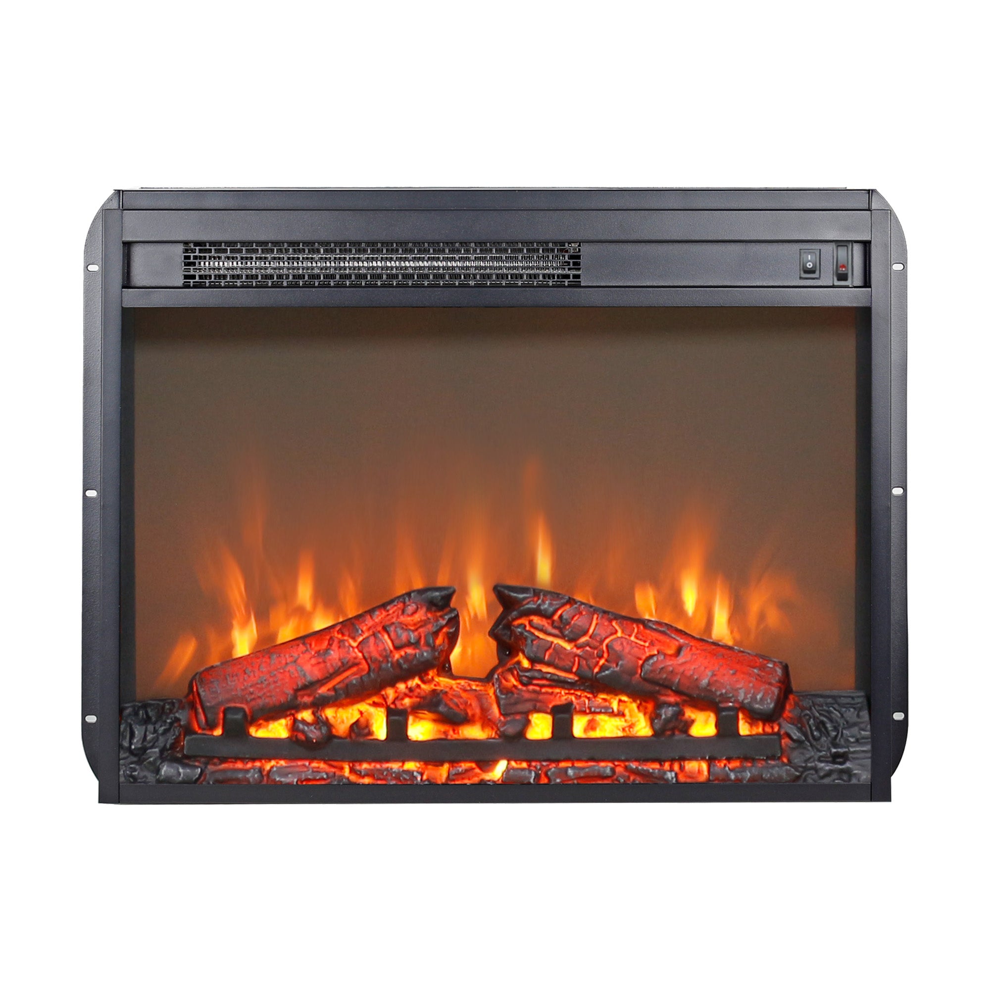 23 inch electric fireplace insert heater with log set & realistic flame, overheating protection without control