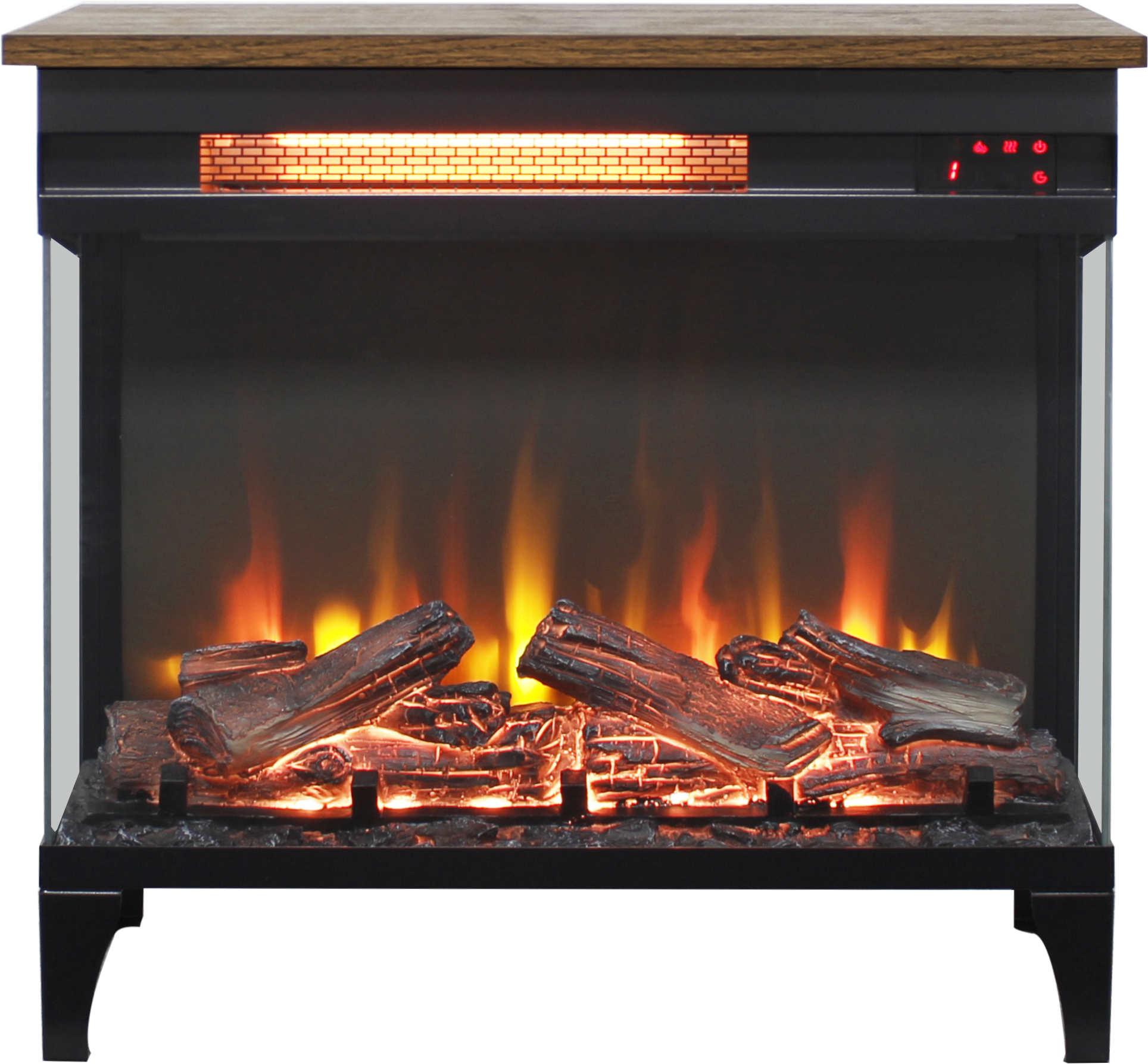 24 inch three sided glass electric fireplace with feet
