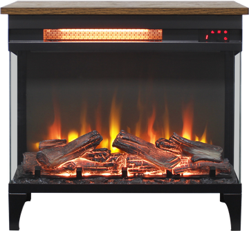 24 inch three sided glass electric fireplace with feet
