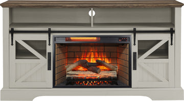 60 Inch Electric Fireplace  Entertainment Center With Door Sensor-Jasmine white color