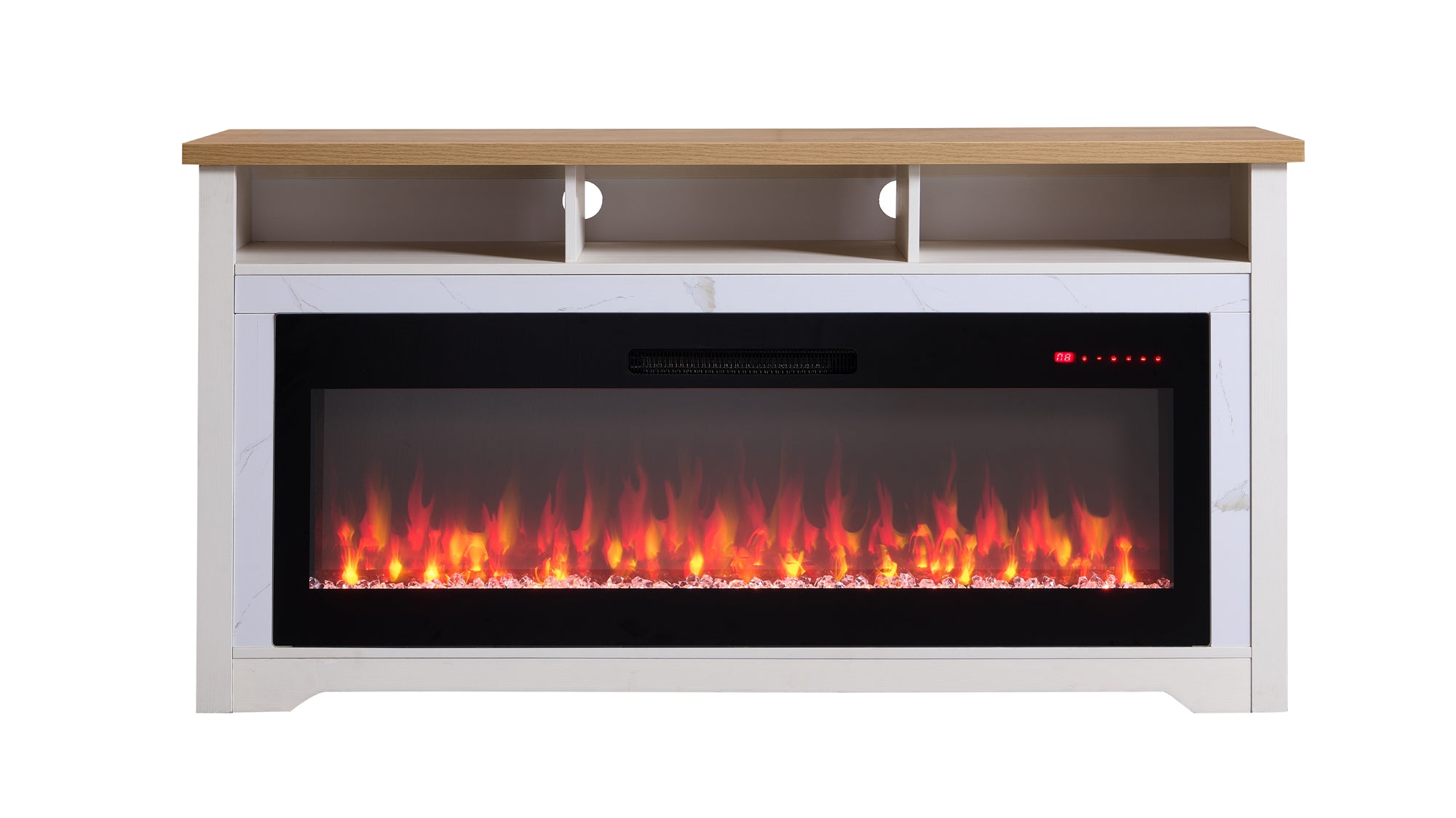 70 inch Fireplace TV Stand for TVs up to 70",with 60"smart Electric Fireplace,white