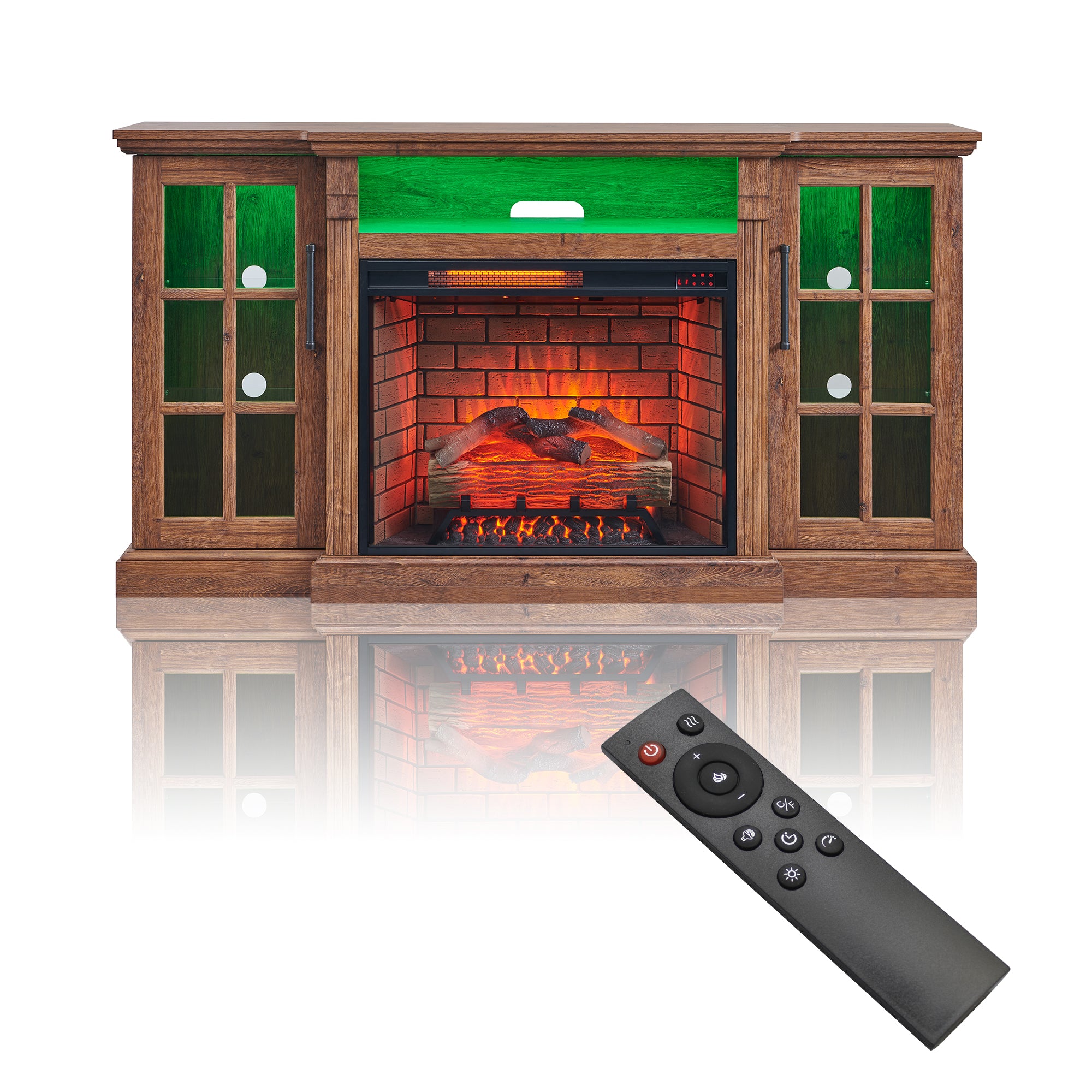 65" Fireplace TV Stand for TVs up to 75",with 28" Electric Fireplace and LED Light