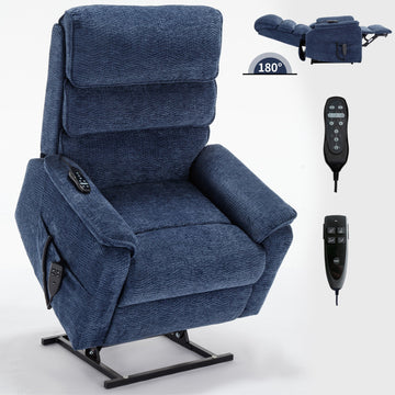Fabric Dual Motor Power Lift Recliner Chair with Power-Remote Heat Massage and Heavy Duty Motion Mechanism