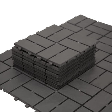 12 in. x 12 in. Square Composite Decking Tiles 4 Slat Plastic Outdoor Flooring Tile All Weather Gray 36-Piece