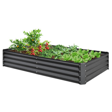6x3x1 ft Steel Galvanized Raised Garden Bed Outdoor Planter Box in Gray