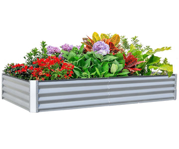 6x3x1 ft. Steel Galvanized Raised Garden Bed Outdoor Planter Garden Box in Silvery