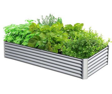 6x3x1.5 ft Steel Galvanized Raised Garden Bed Outdoor Planter Box in Silver