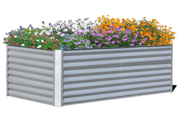 6x3x2 ft. Steel Galvanized Raised Garden Bed Outdoor Planter Garden Boxes Large Metal Planter Box in Silver