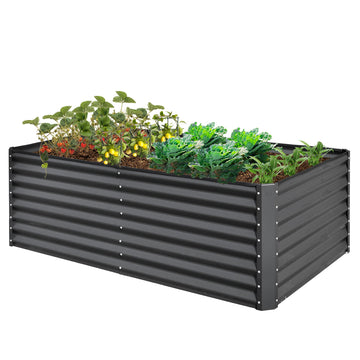 6x3x2 ft. Steel Galvanized Raised Garden Bed Outdoor Planter Garden Box Large Metal Planter Box in Gray