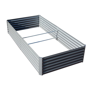 8x4x1.5 ft Steel Galvanized Raised Garden Bed Outdoor Planter Box Silver