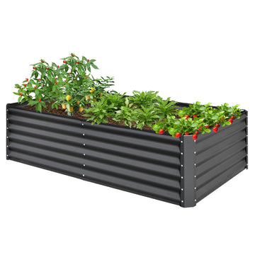 8x4x1.5 ft Steel Galvanized Raised Garden Bed Outdoor Planter Box Gray