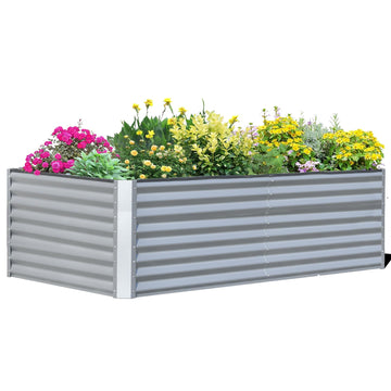 8x4x2 ft. Steel Galvanized Raised Garden Bed Outdoor Planter Garden Box Large Metal Planter Box in Silver