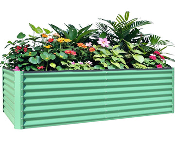 8x4x2 ft. Steel Galvanized Raised Garden Bed Outdoor Planter Garden Box Large Metal Planter Box in Green