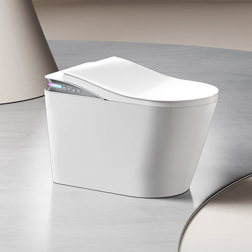 Smart Toilet Foot Sensing Open Cover Heated Seat Button Control Remote Side Knob Auto Flush Night Light White Screen