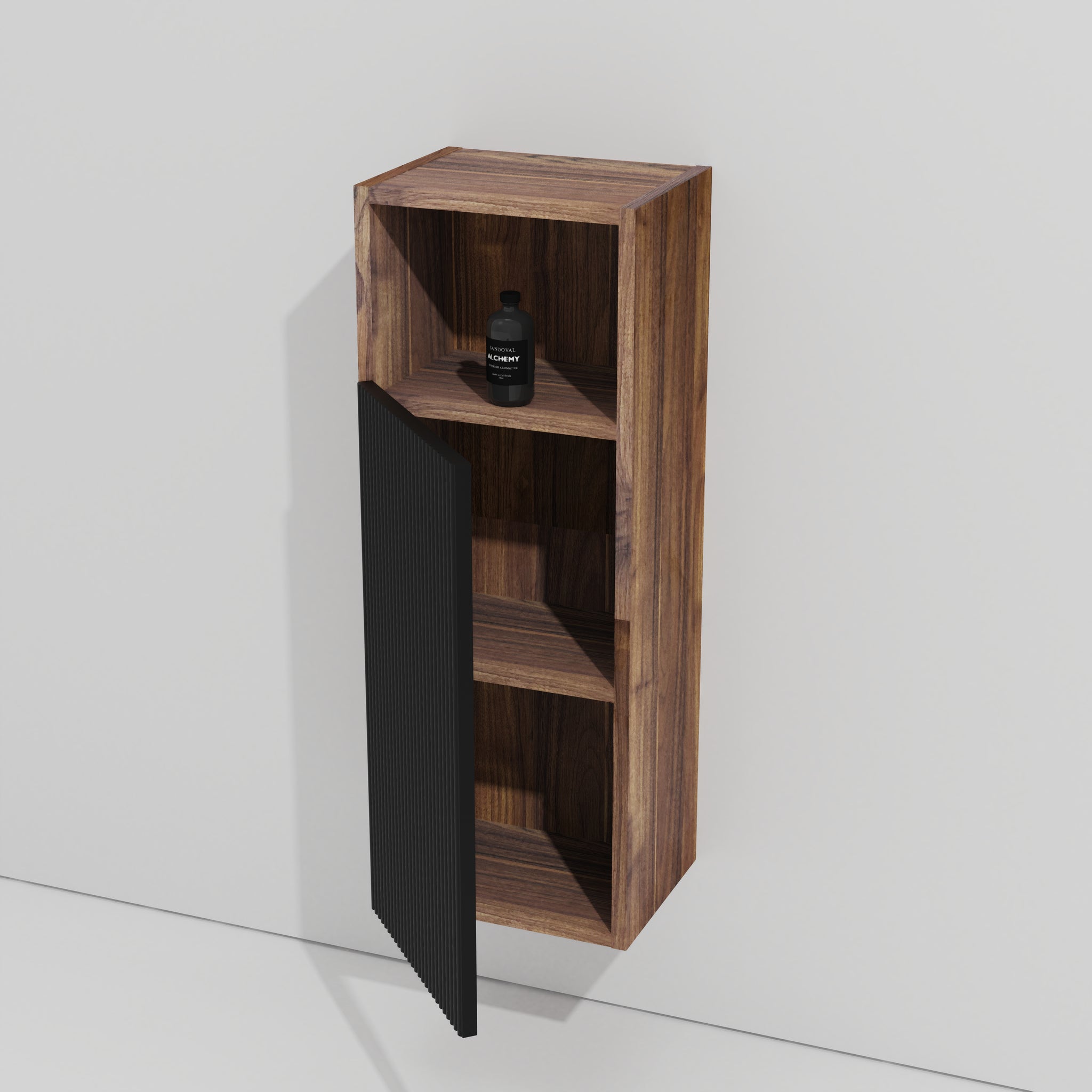 Black Walnut Bathroom Floating Side Cabinet Wall Mounted Storage Cabinet for Small Space