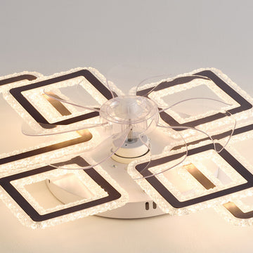 33 Inch Black Ceiling Fan with Lights Remote Control and APP Control Dimmable 7 Blades 6 Speeds of Wind