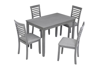 5-Piece Gray Rectangular Wood Top Table Set Seats 4