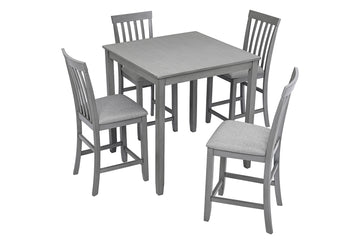 5-Piece Gray Square Wood Top Kitchen Table Set Seats 4