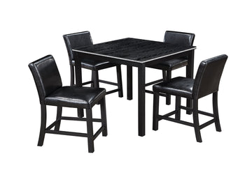 5-Piece Black Square Wood Top Kitchen Table Set Seats 4
