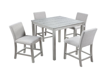 5-Piece Gray Square Wood Top Kitchen Table Set Seats 4 for Small Space