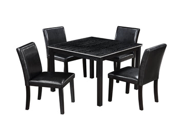 5-Piece Black Square Wood Top Kitchen Table Set Seats 4 for Small Space