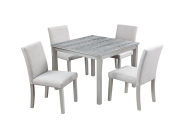5-Piece Gray Square Wood Top Kitchen Table Set with 4 Chairs
