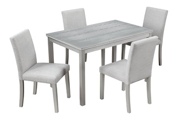 5-Piece Gray Rectangular Wood Top Kitchen Table Set with 4 Chairs