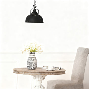 10.4x11.4 Industrial Metal Hanging Lamp Antique Bronze Finish Focused Illumination