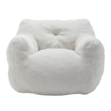 Bean Bag Chair, Bean Bag Sofa Chair with Armrests, High-Density Memory Foam Filled, Comfy Teddy Fabric Lazy Sofa for Adults & Kids, Removable Cover, Non-Slip Bottom, White