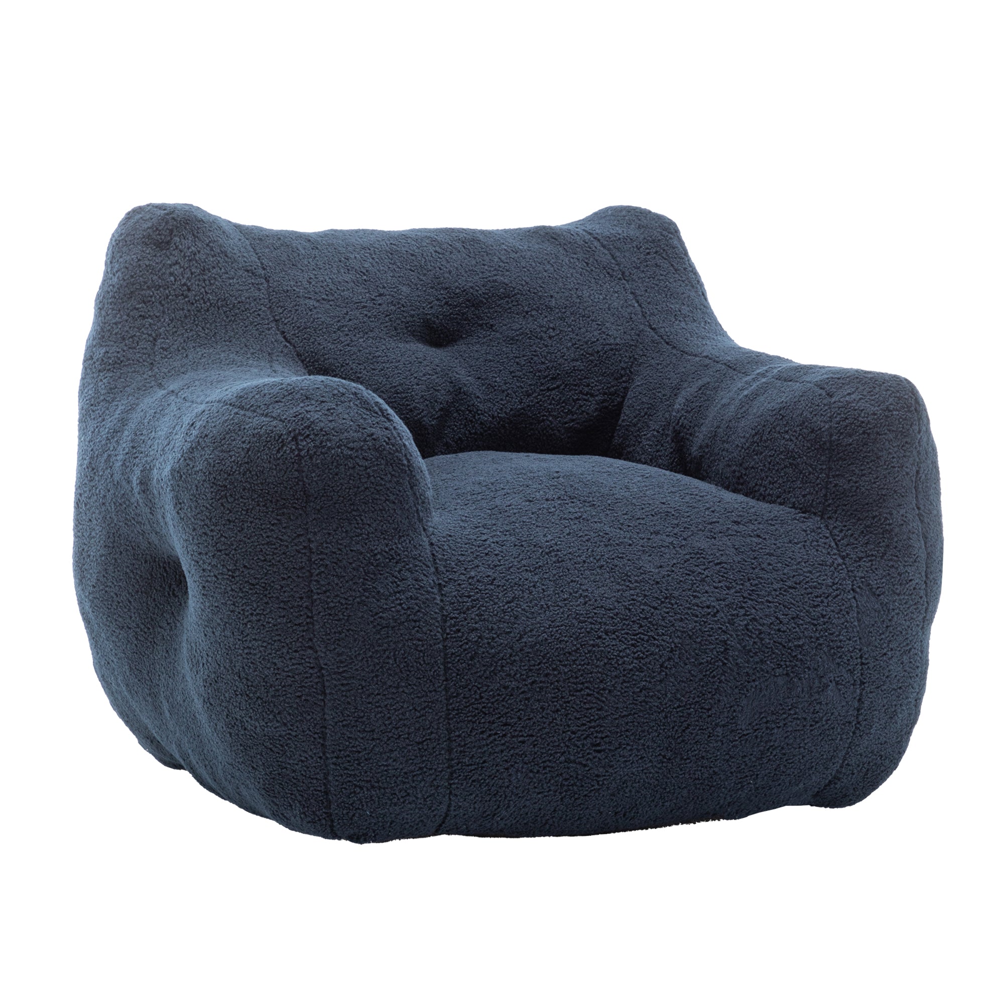 Bean Bag Chair for Adults with Armrests High Density Foam Lazy Sofa for Living Room and Bedroom Dark Blue